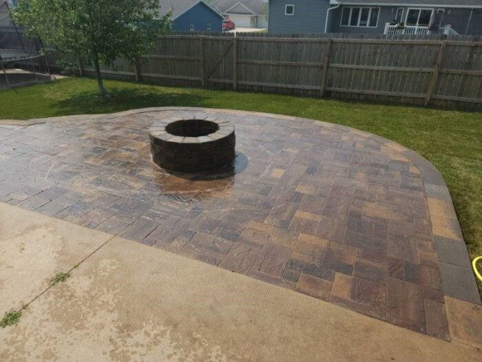 Raised Patio with Fire pit Paver Patio with Fire pit, Waverly, Iowa Landscaping