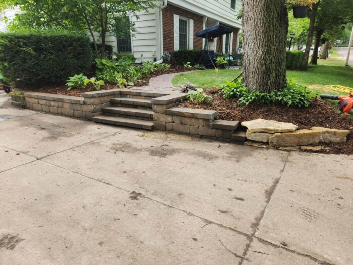 Paver Stair Repair after photo of paver stair repair landscaping project