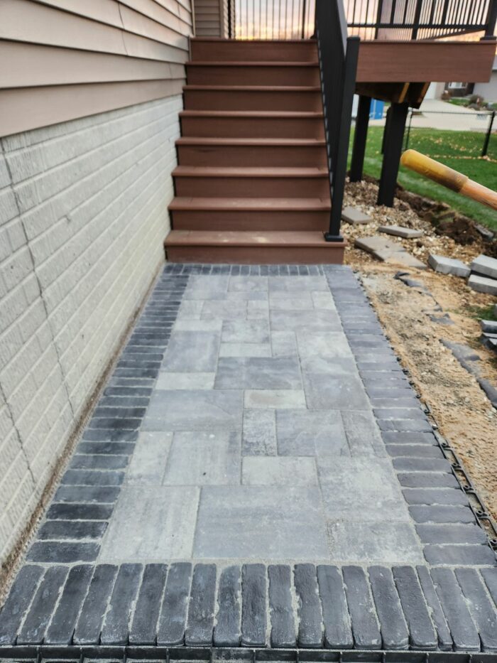 Paver landing after photo of paver landing landscaping project