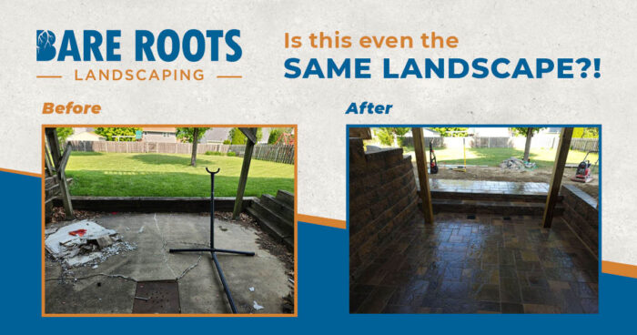 Paver Patio under Deck before and after photos of covered deck landscaping project