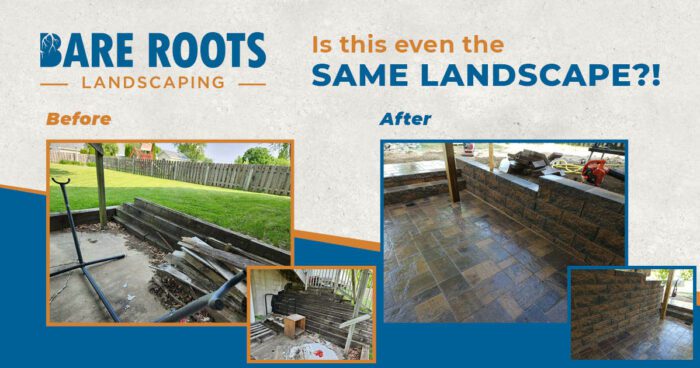 Paver Patio under Deck before and after photos of covered patio retaining wall landscaping project