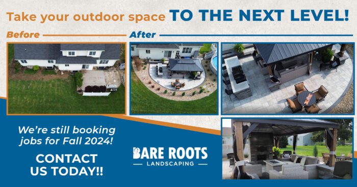 Before After Retaining wall Patio Pergola Outdoor Kitchen Fireplace before and after photos of a beautiful landscape project