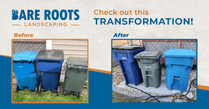 Paver Patio Trash Pad Before and After Landscape Photos